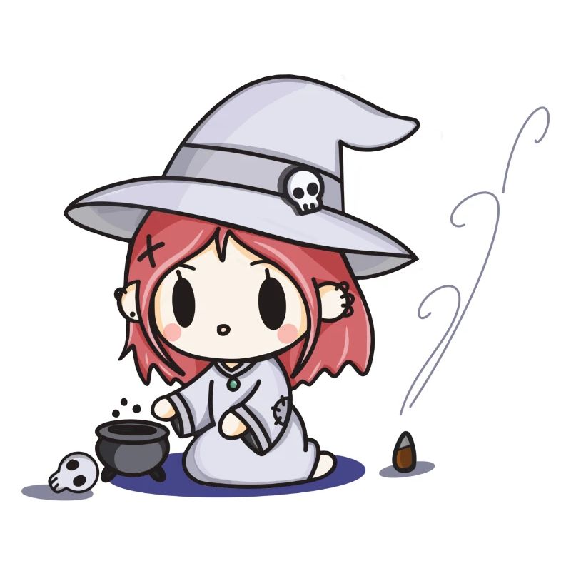 Sorcière mignonne avec chaudron