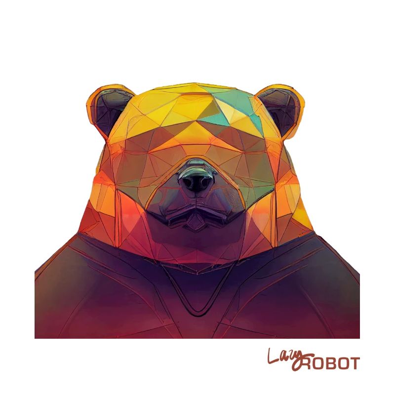 Un ours robot décontracté dans un style abstrait