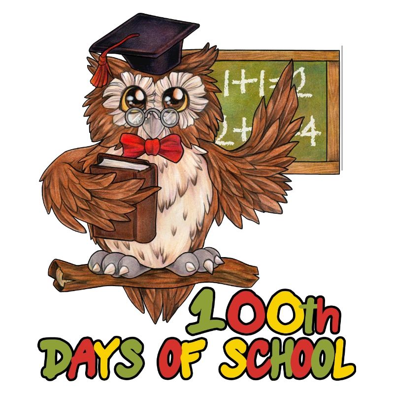100th days of school lustige Lehrer Eule Schule