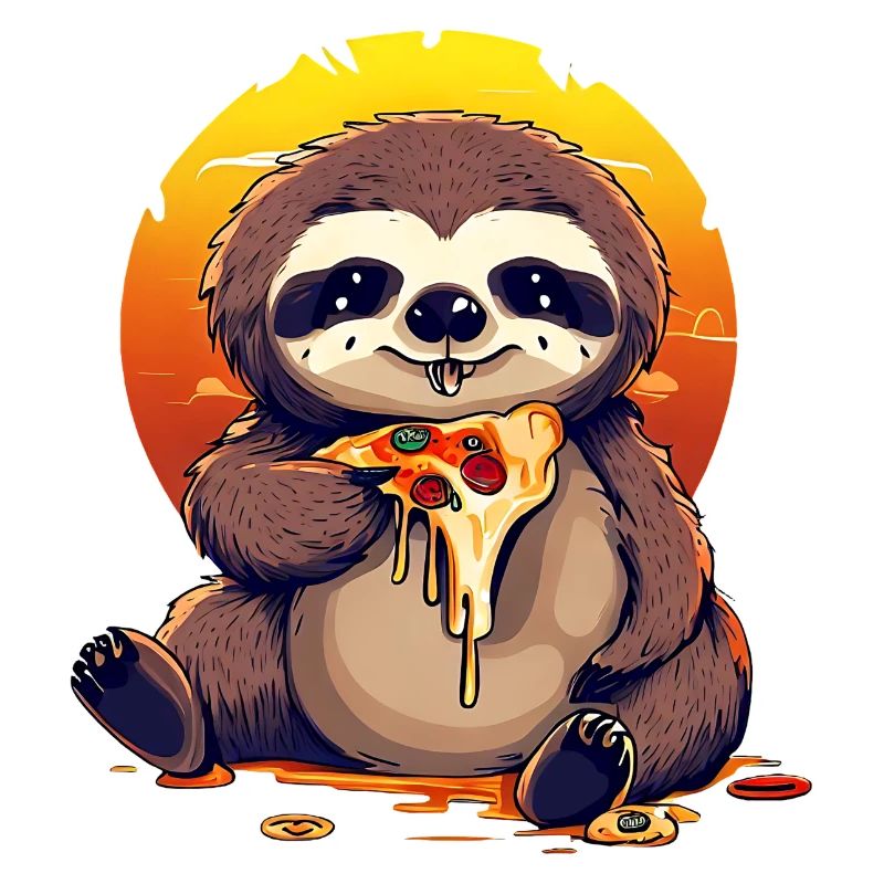 Pizza sloth in the sunset