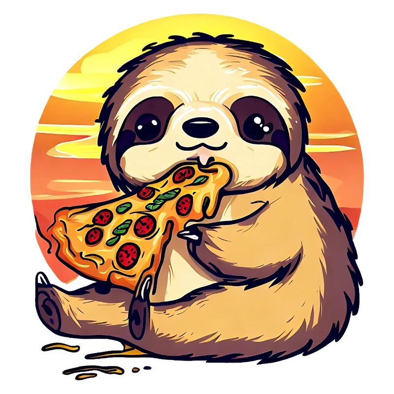 Pizza sloth in the sunset
