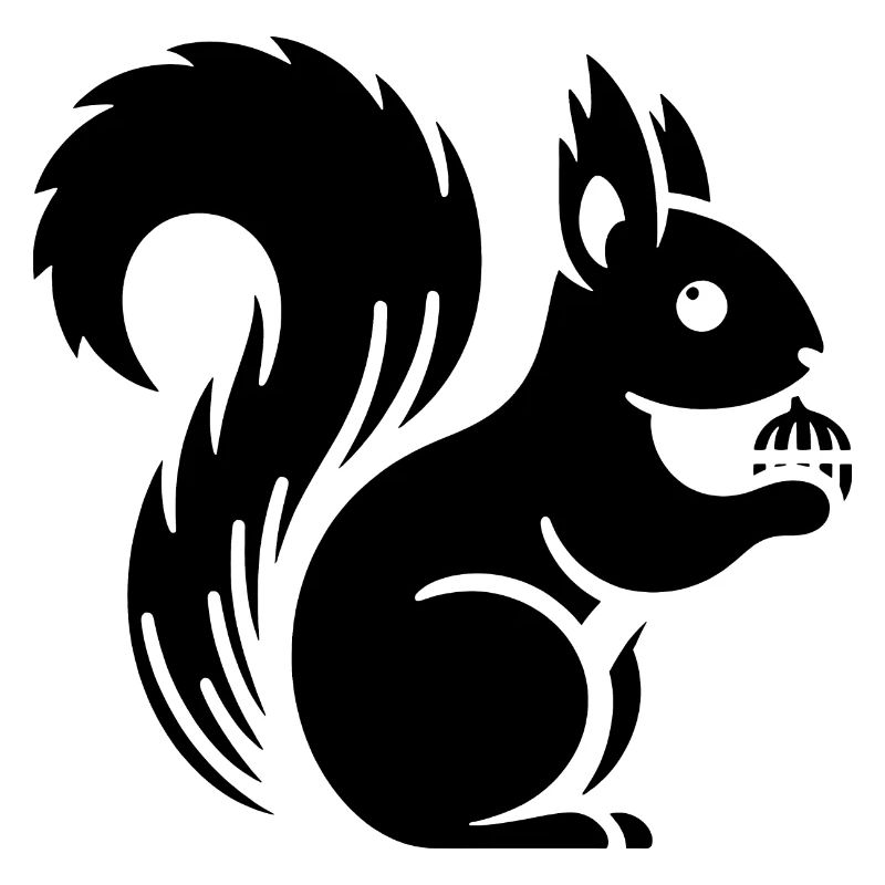 Minimalist Squirrel Silhouette with Nut