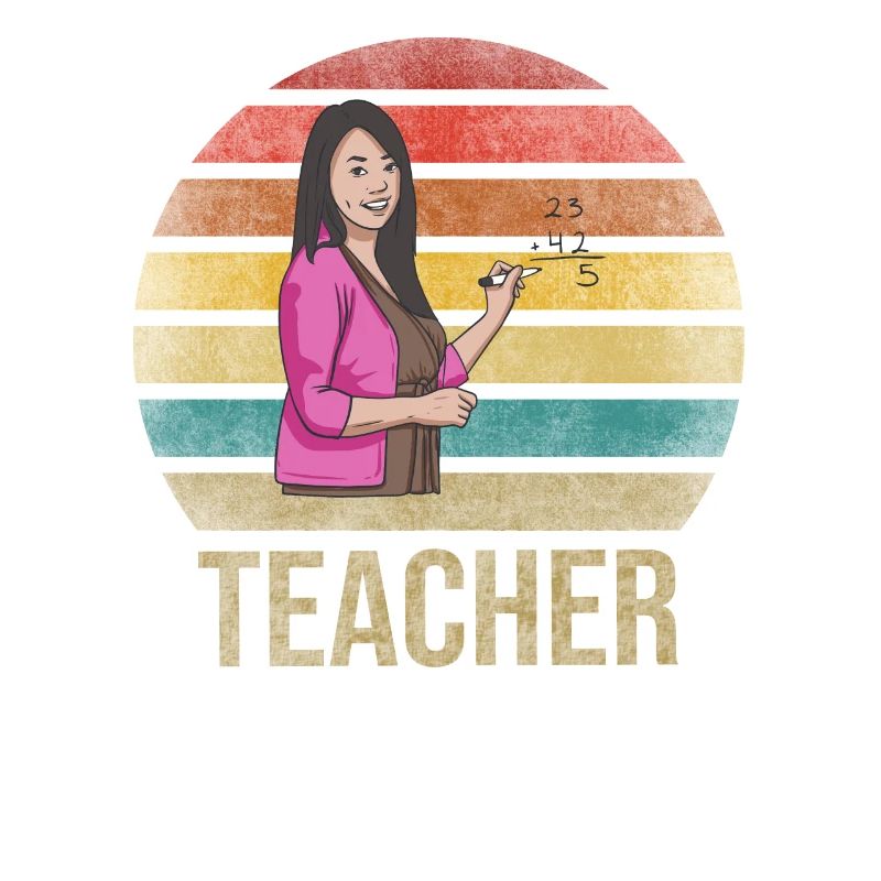 Math Teacher Mathematics School Retro Sunset