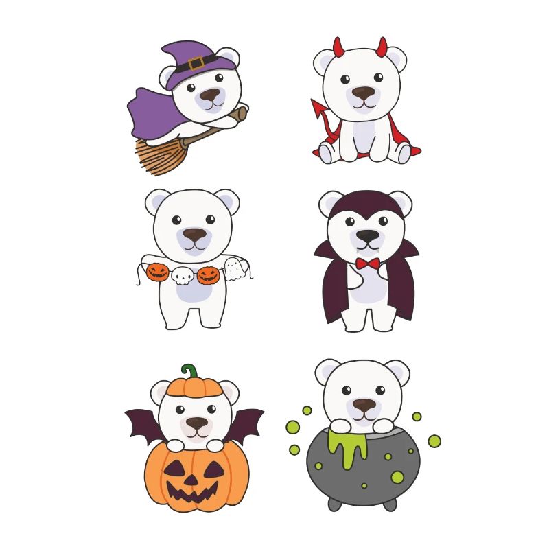 Polar Bear Halloween Witch Devil Pumpkin Vampire Costume