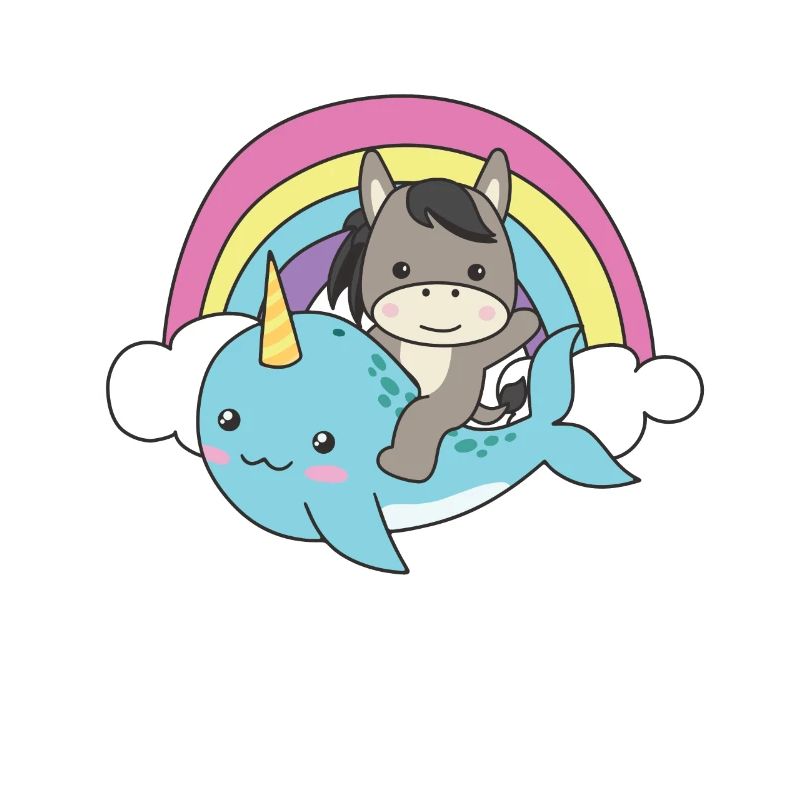 Narwal Esel ozean einhorn kawaii Regenbogen