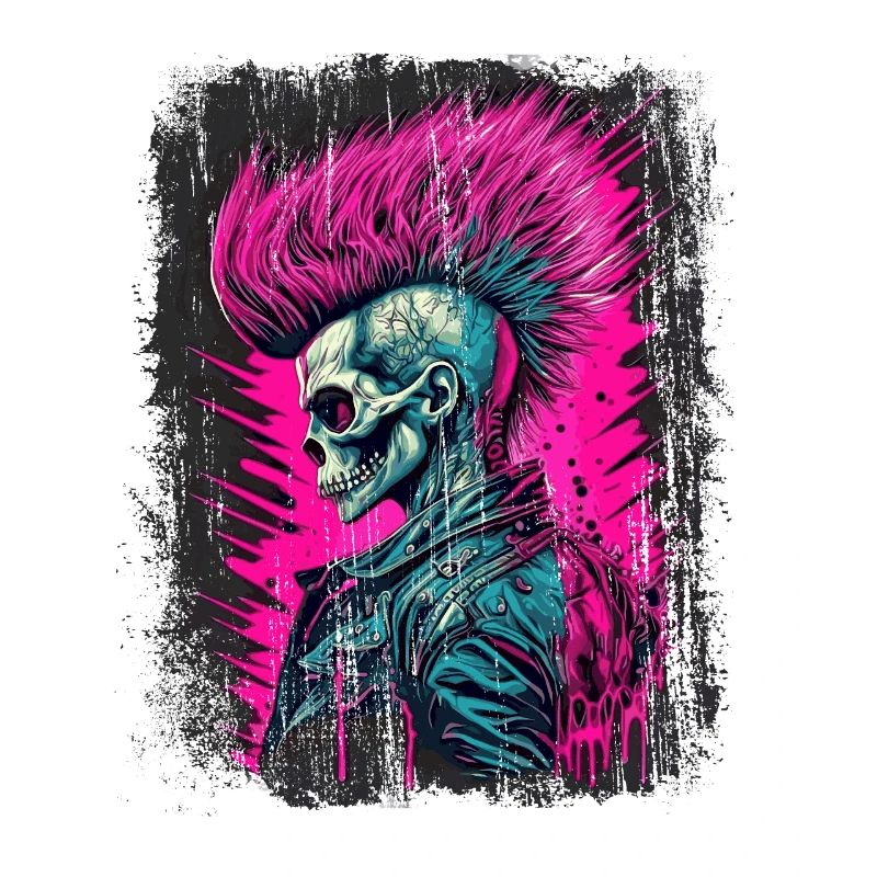 Synthwave Zombie Skull