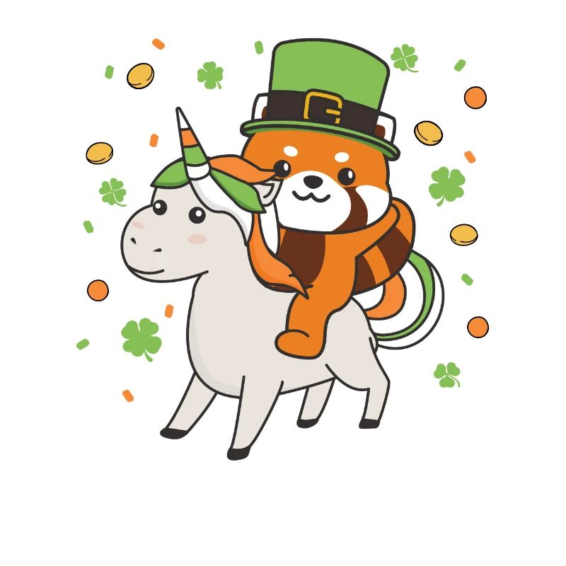Roter Panda mit Einhorn St. Patricks Day Irland