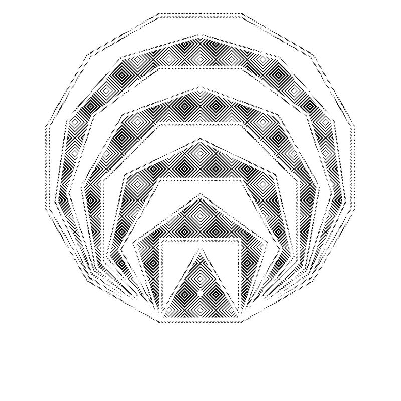 Nested Square Polygons Geometric Art Black