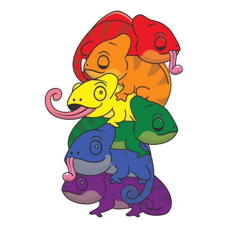 Rainbow Flag Pride LGBTQ Cute Chameleon Stack