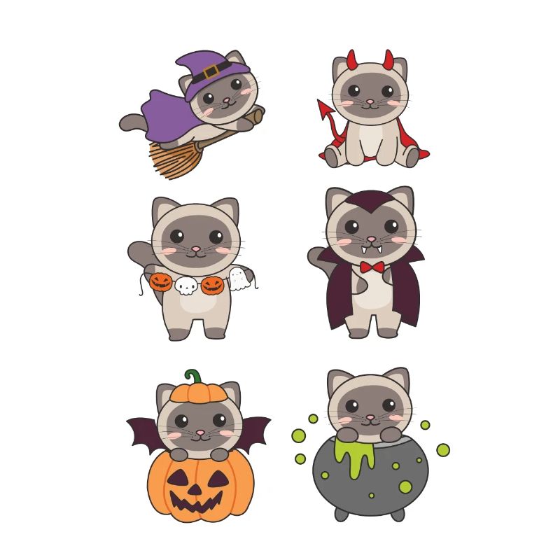 Siamese Cat Halloween Devil Pumpkin Vampire Costume