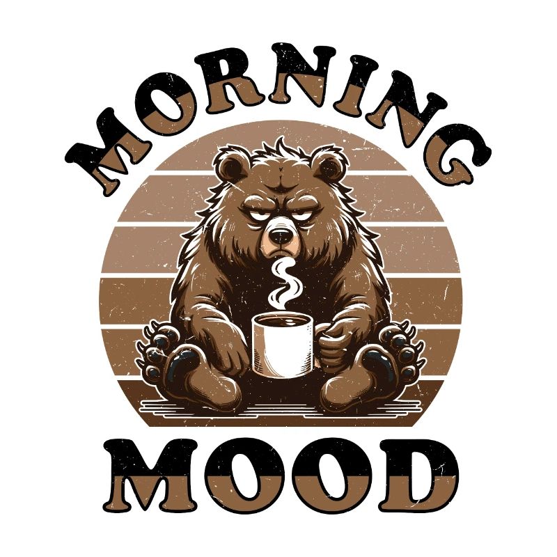 Grumpy bear with coffee