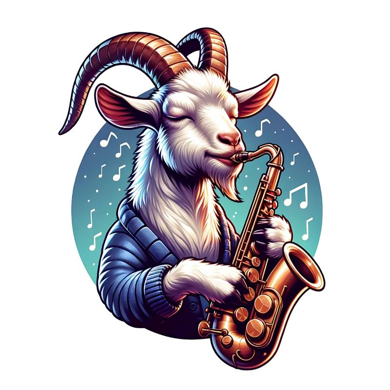 Conception de saxophoniste de chèvre drôle