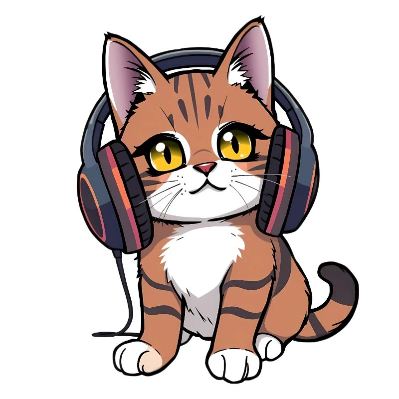 Katze mit Kopfhörer