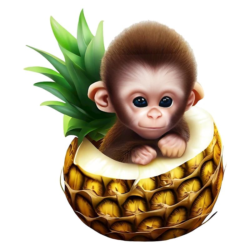 Little monkey in a pineapple