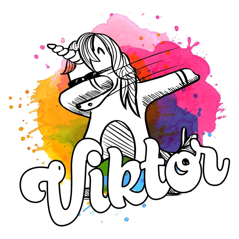 VIKTOR - Beautiful Boy Name with Cool Unicorn