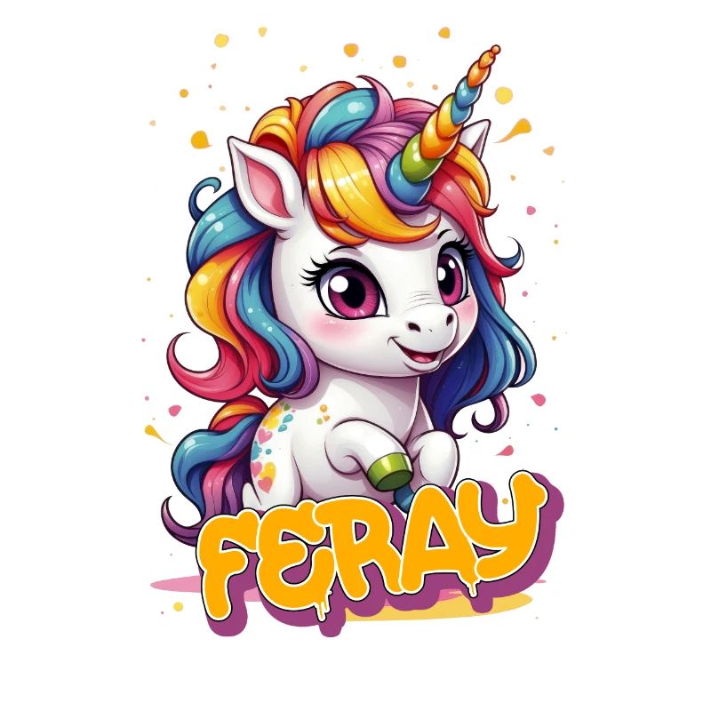 FERAY - Schöner Mädchen Name mit süßem Einhorn