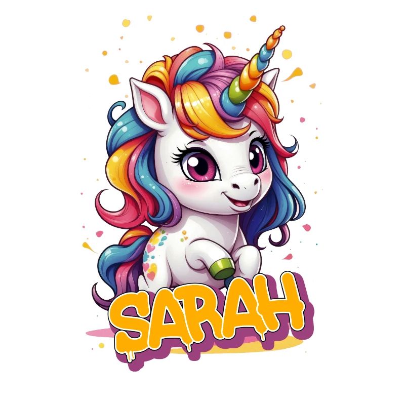 SARAH - Schöner Mädchen Name mit süßem Einhorn