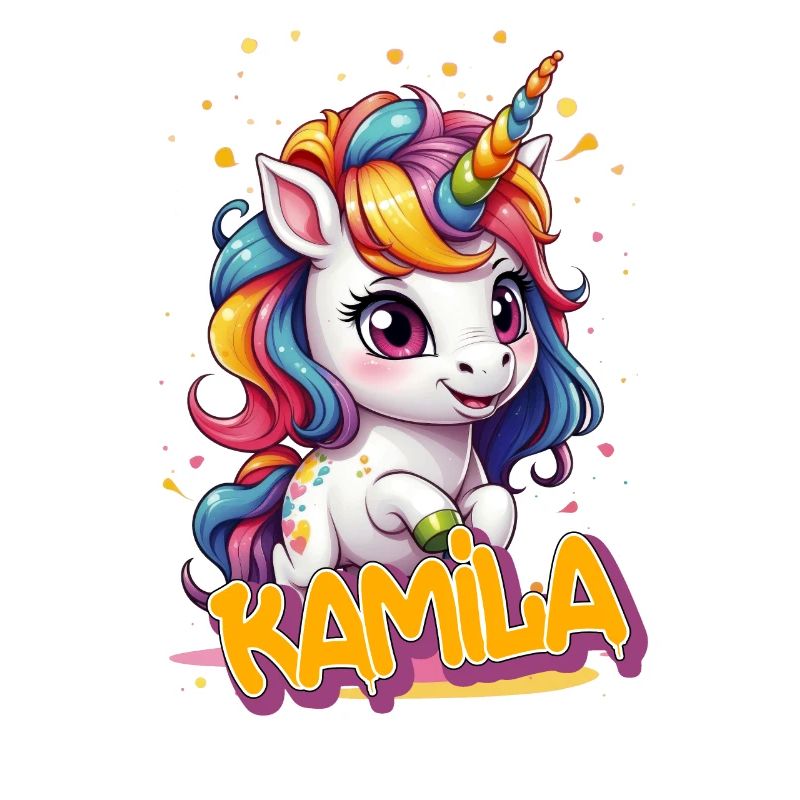 KAMILA - Schöner Mädchen Name mit süßem Einhorn