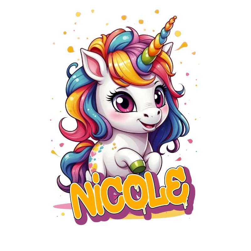 NICOLE - Schöner Mädchen Name mit süßem Einhorn