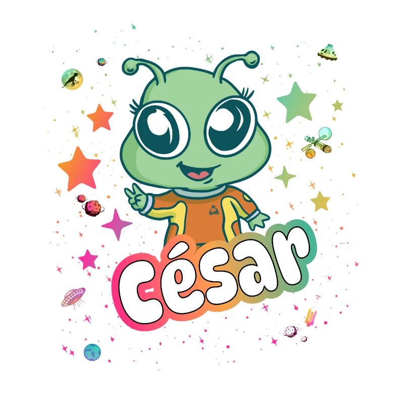 CÉSAR - Schöner Junge Name mit süßem Alien