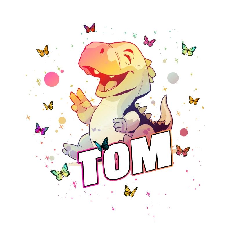 TOM - Schöner Junge Name mit süßem DINO T-REX
