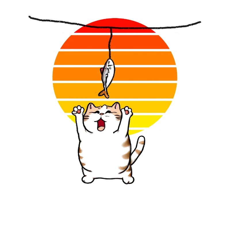 Le chat attrape le poisson