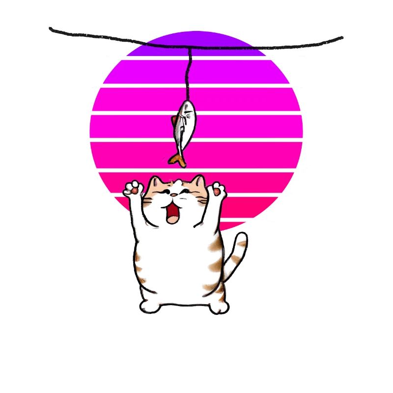 Le chat attrape le poisson