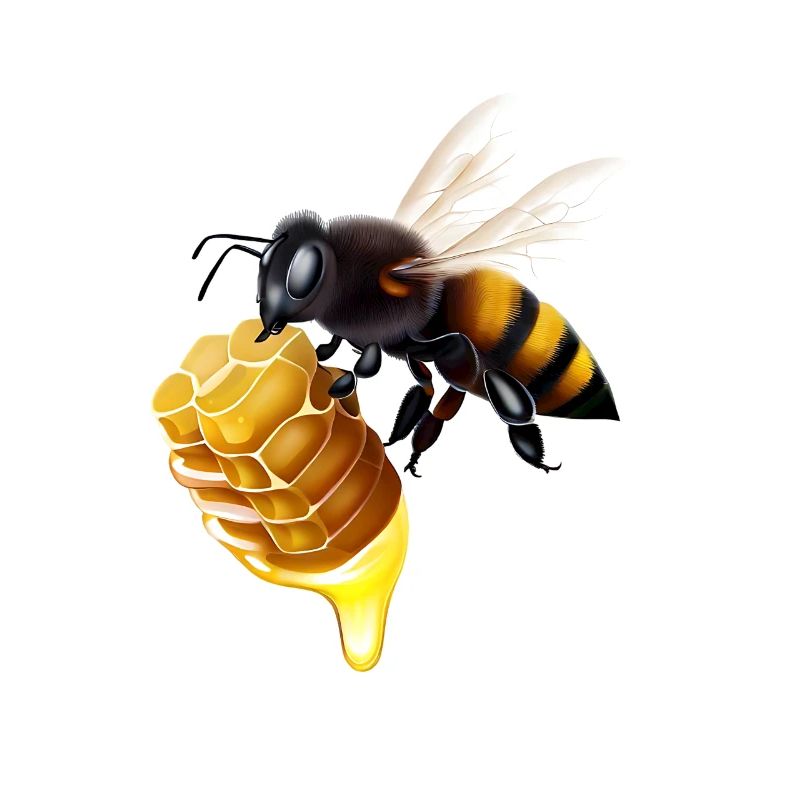 Bee with honeycomb