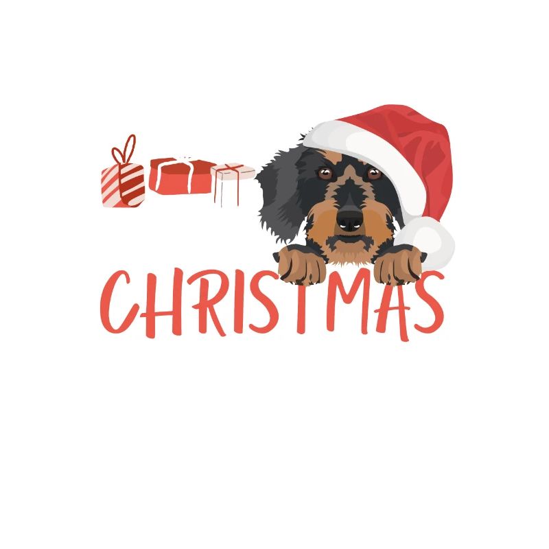 Teckel à poil dur Joyeux Noël