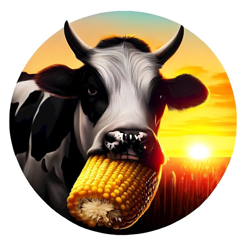 Cow enjoying corn