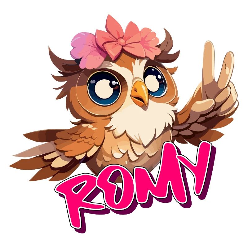ROMY - Schöner Mädchen Name mit süßer EULE