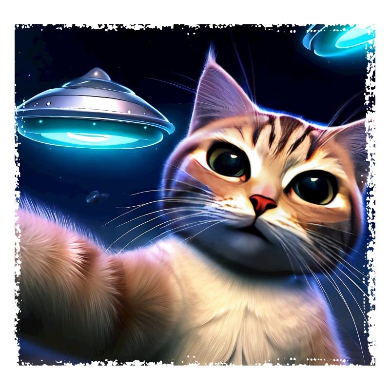Cat selfie with UFO