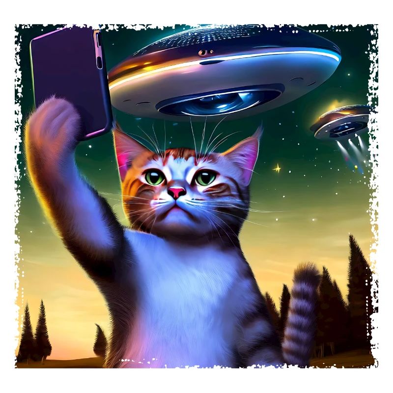 Katzen-Selfie mit UFO