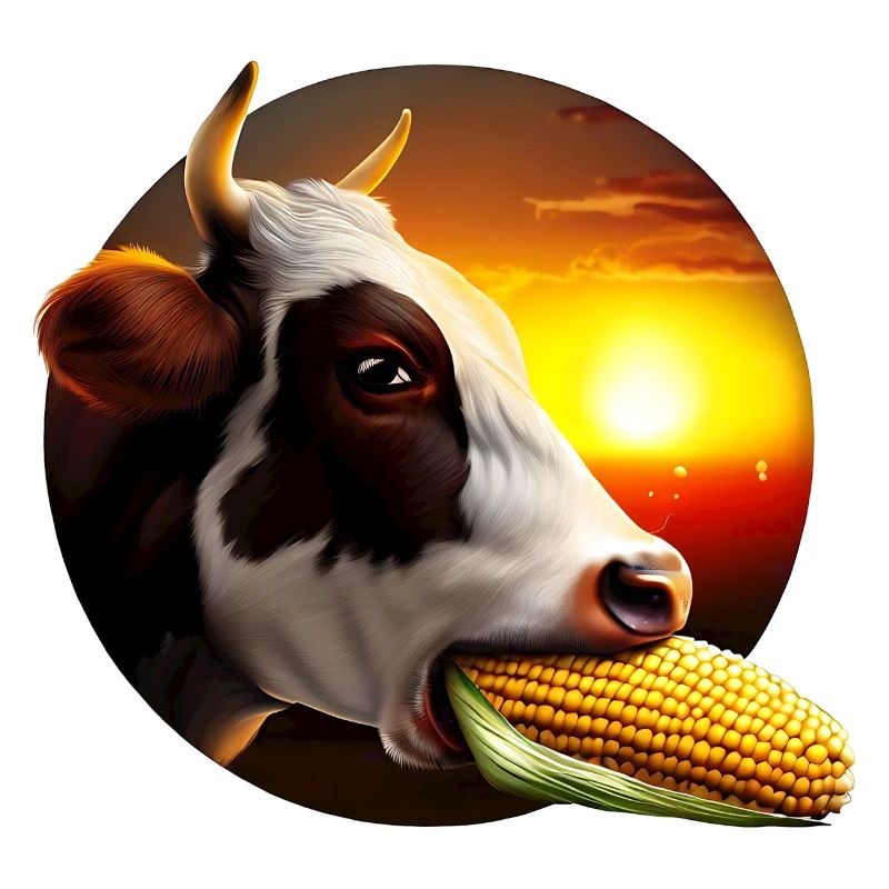 Cow enjoying corn