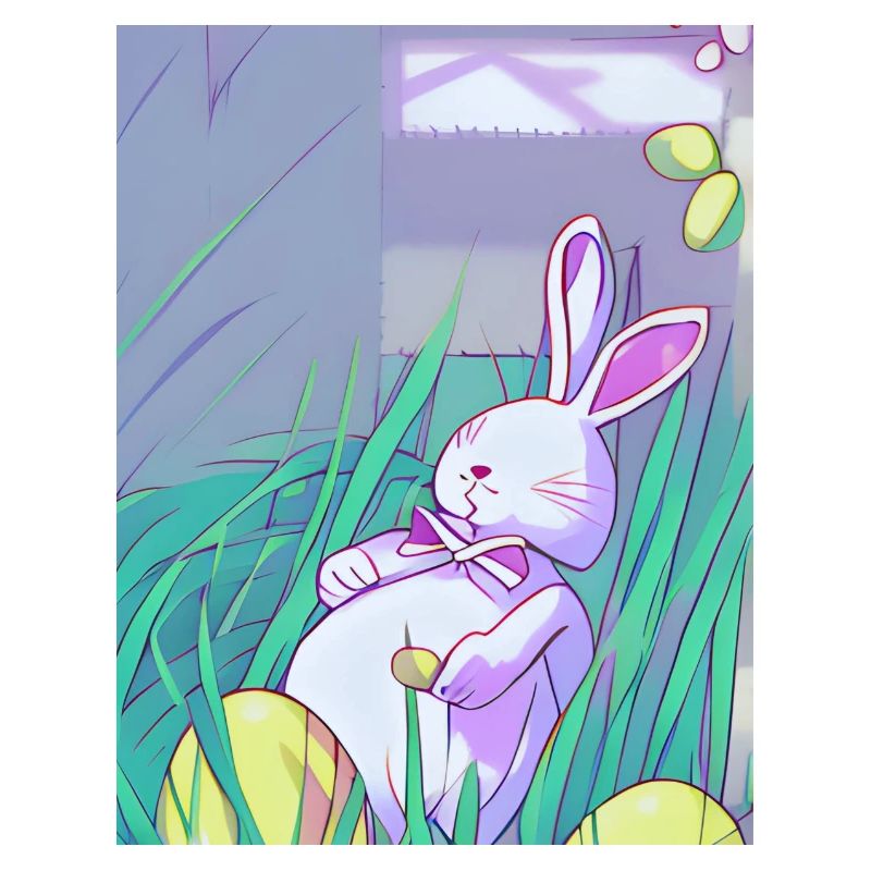 Pastel Easter Bunny in Spring Grass