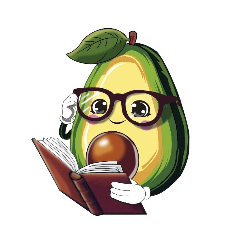 Avocado liest ein Buch – Bücherwurm