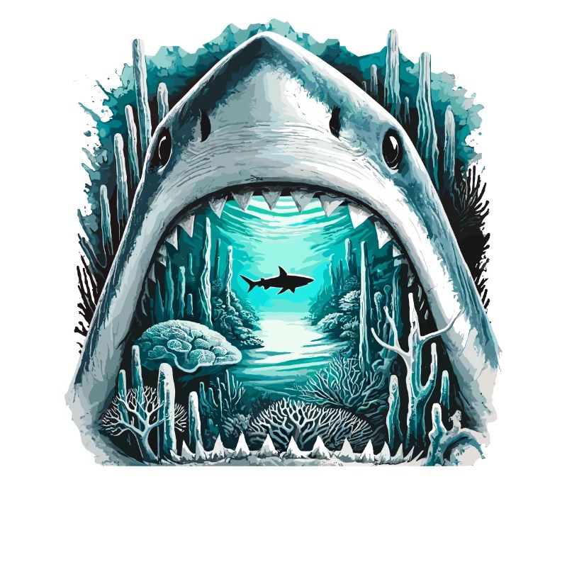 Shark Head Artistic Ocean Landscape