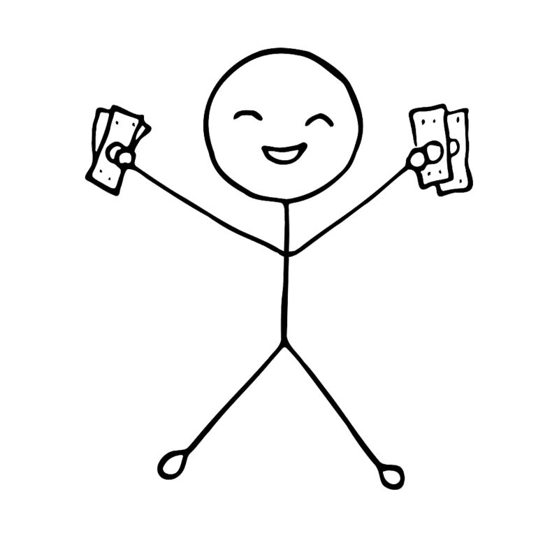 Stickman heureux avec de l’argent