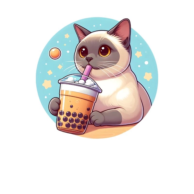 Siamese Cat Having Bubble Tea