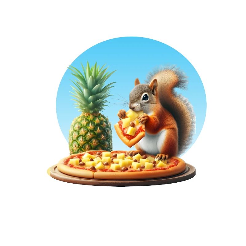 Écureuil dégustant une pizza