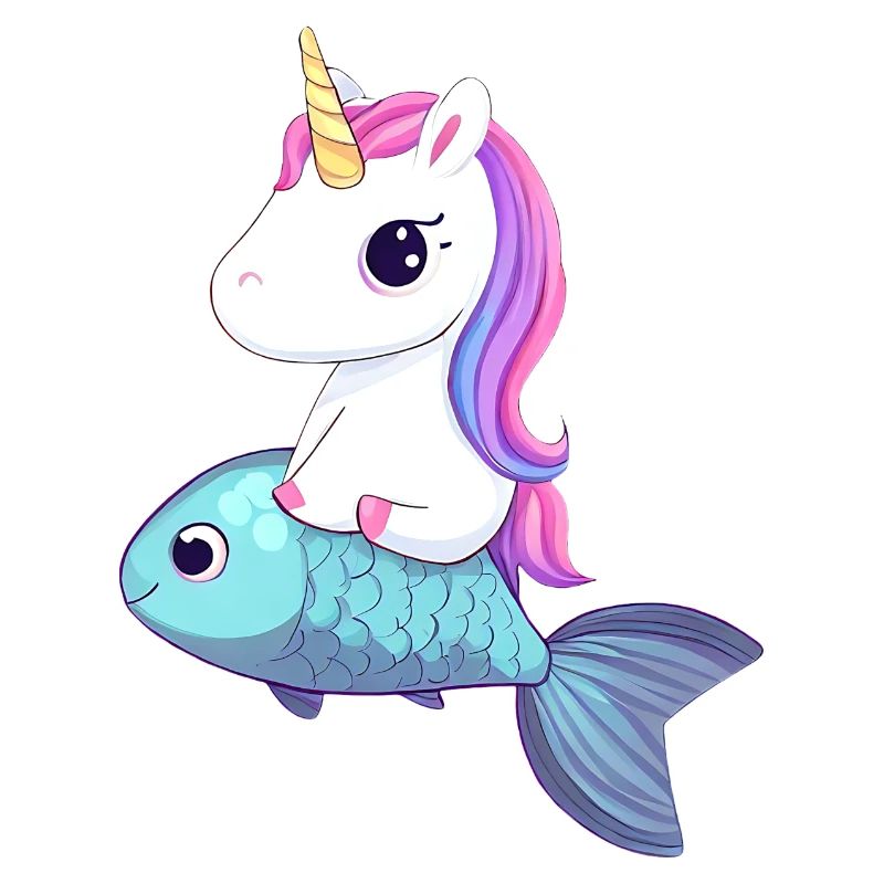 Unicorn rides on fish