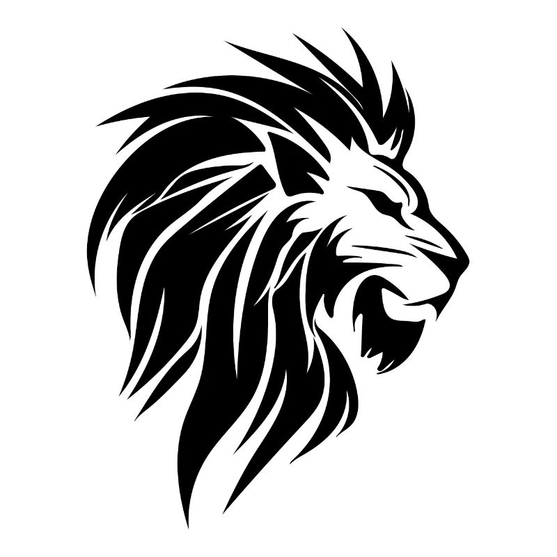 Evil Lion Head Tattoo Style Elegant Mane