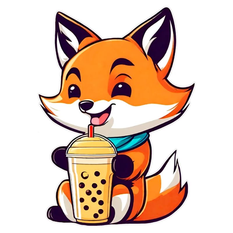 Cute Fox with Bubble Tea