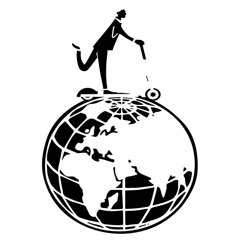globe trottinette dessin voyage