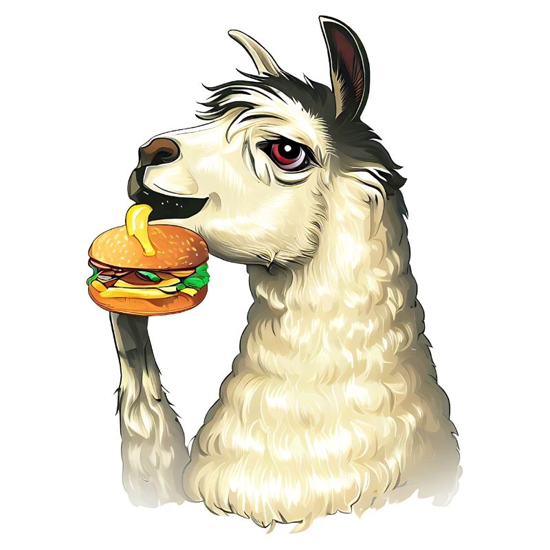 Cheeseburger essendes Lama