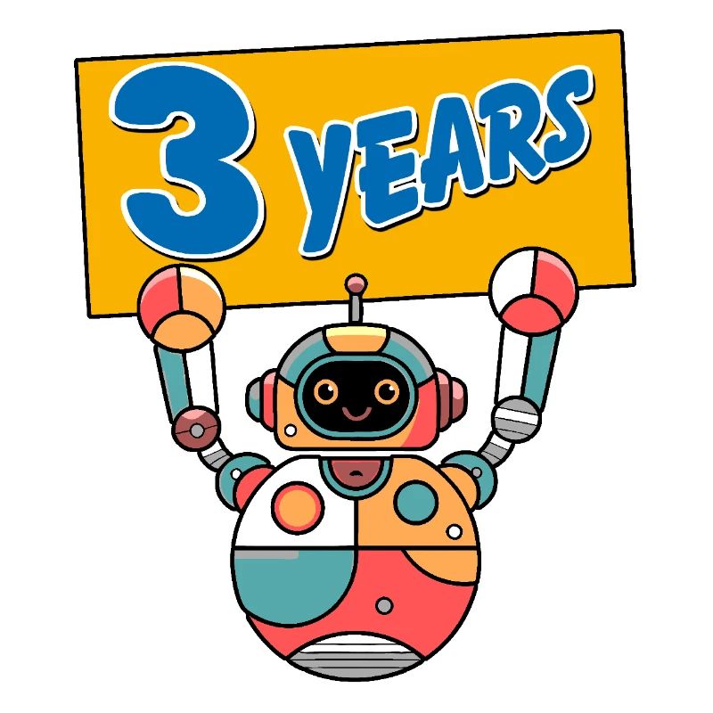 I'm Three 3 Years Third Birthday Robot