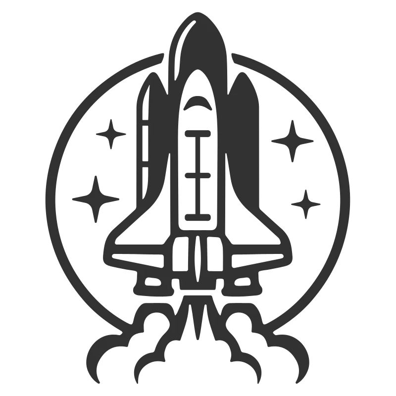 Space shuttle launch logo icon. Take off. Rocket