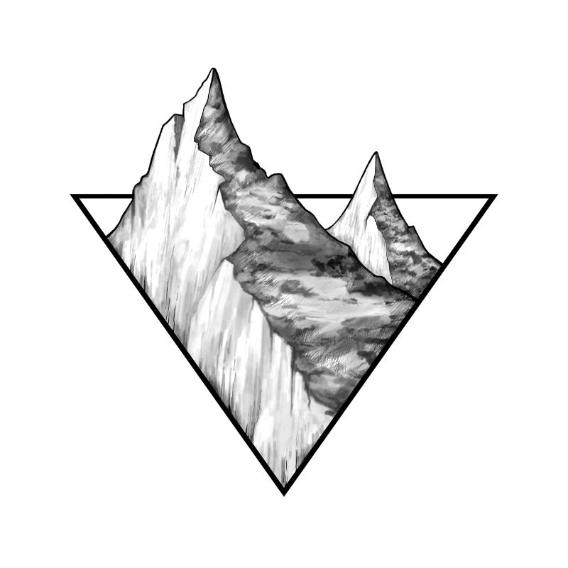 Climbing, triangle mountain logo