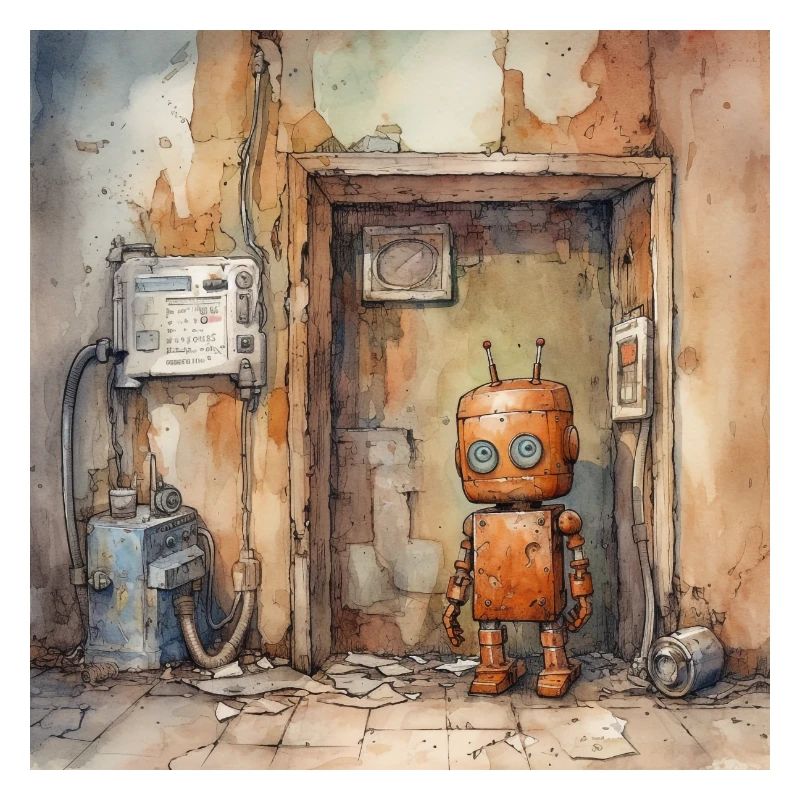 Old rusty abandoned robots