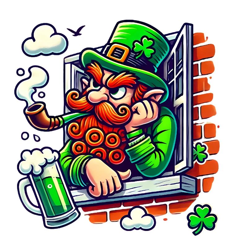 Grumpy Leprechaun Window Sticker